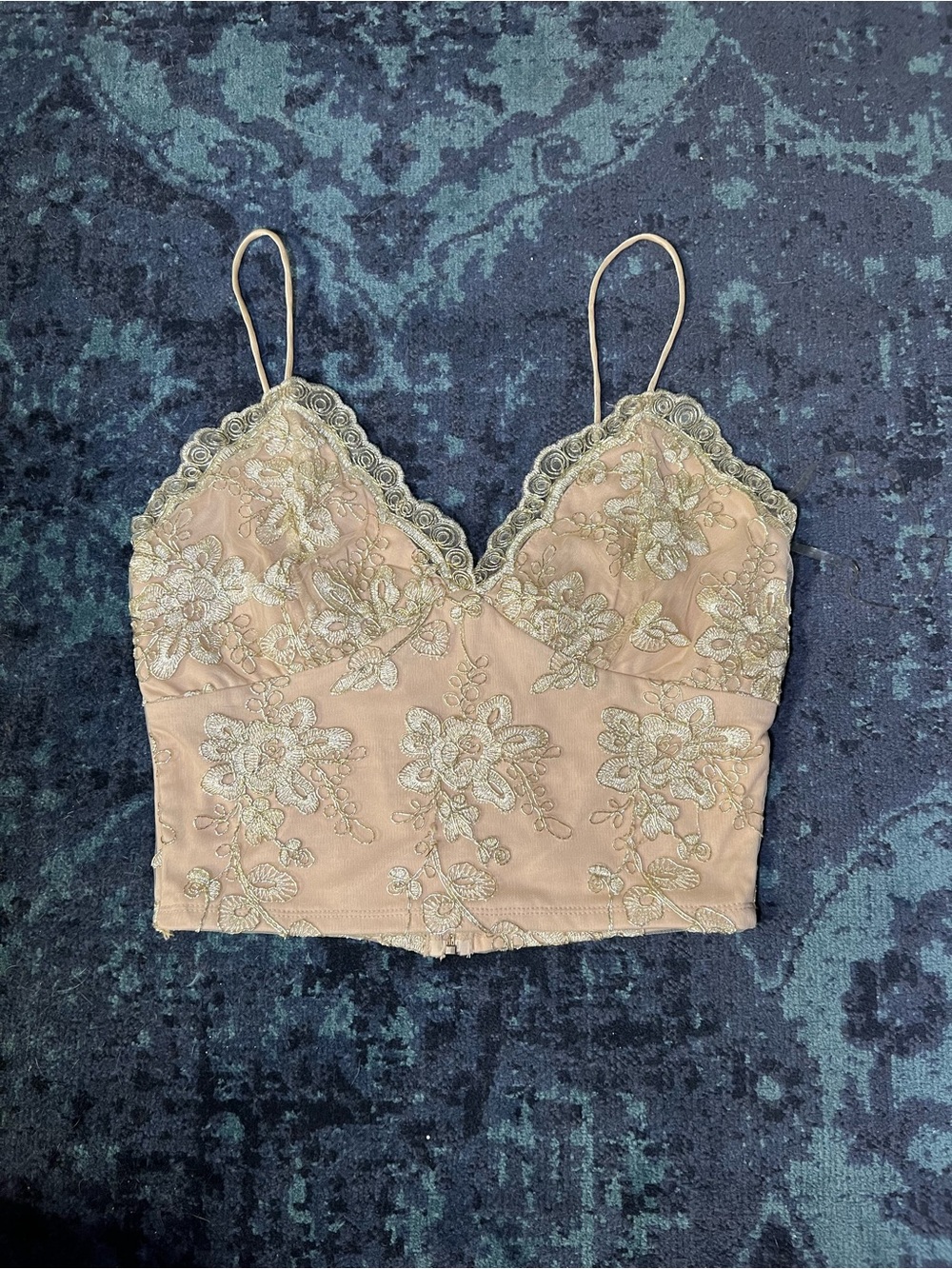 Charlotte Russe Cream Lace-Embroidered Cami